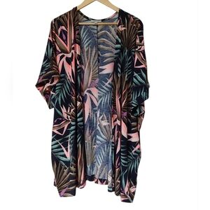 White Birch Tropical Print Kimono Cardigan